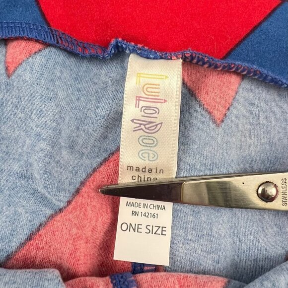 LuLaRoe  Leggings One Size NEW Red Blue Geometric - Picture 3 of 4